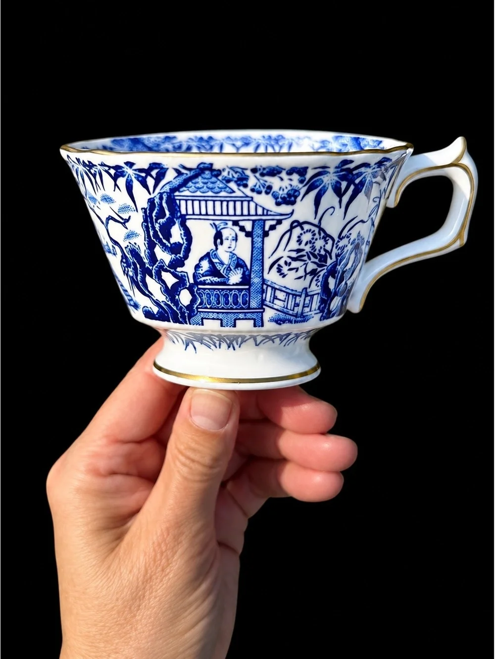 Royal Crown Derby Mikado XLV Blue and White Porcelain Tea Cup & Saucer Set